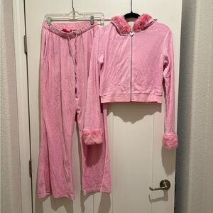 Sugar thrillz track suit fuzzy hoodie and sleeves